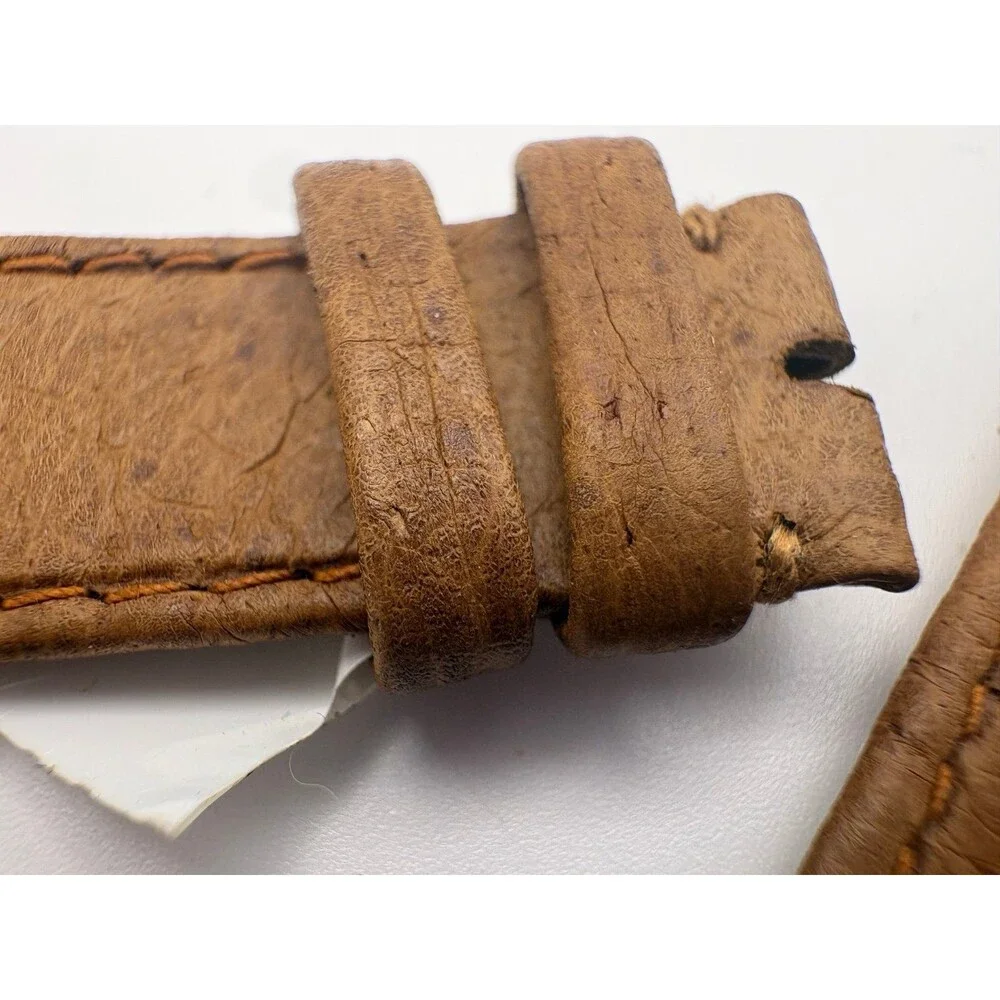Authentic OEM Movado Swiss 18mm Tan Ostrich-Grain Leather Watch Strap (NOS)